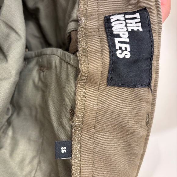 The Kooples Mid Rise Straight Leg Cotton Chino Khaki Green Colorblock Pants S - Picture 6 of 6